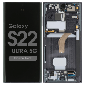 SERVICE PACK - OLED SCREEN AND DIGITIZER ASSEMBLY W/ FRAME FOR SAMSUNG GALAXY S22 ULTRA 5G (S908) (PHANTOM BLACK)